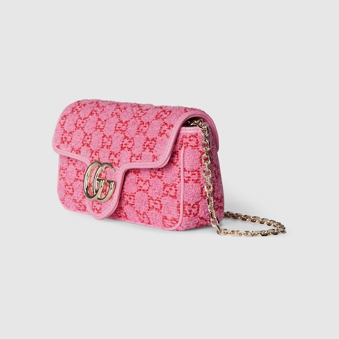 GG Marmont mini shoulder bag pink and red GG