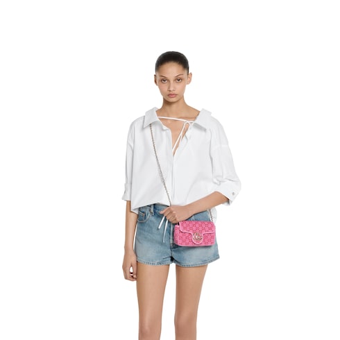 GG Marmont mini shoulder bag pink and red GG