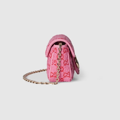 GG Marmont mini shoulder bag pink and red GG