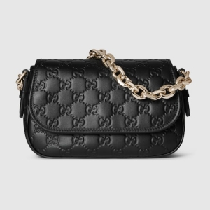 GG Emblem small shoulder bag black GG leather