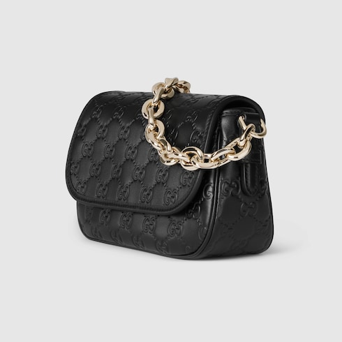 GG Emblem small shoulder bag black GG leather