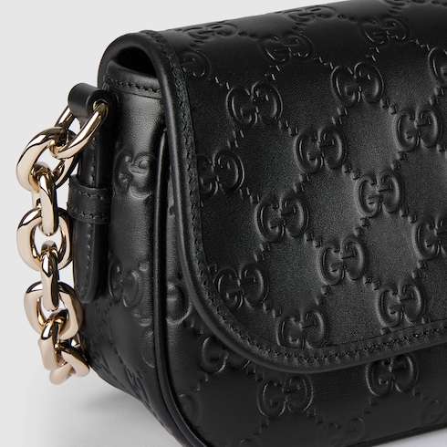 GG Emblem small shoulder bag black GG leather
