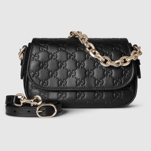 GG Emblem small shoulder bag black GG leather