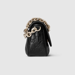 GG Emblem small shoulder bag black GG leather