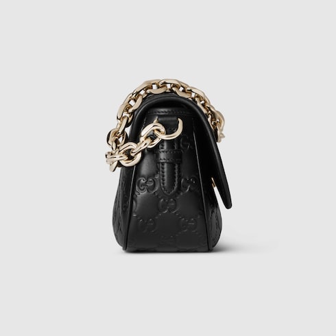 GG Emblem small shoulder bag black GG leather