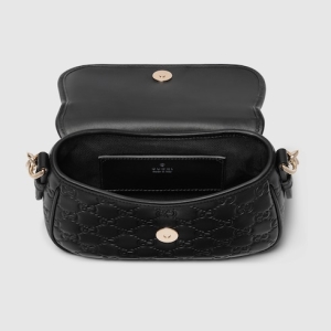 GG Emblem small shoulder bag black GG leather