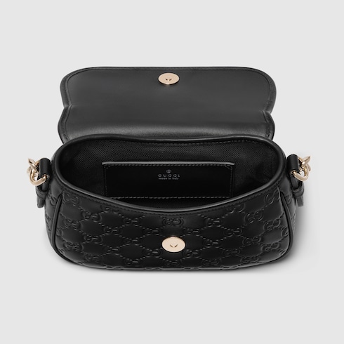 GG Emblem small shoulder bag black GG leather