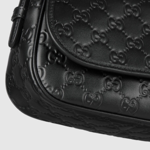 GG Emblem small shoulder bag black GG leather