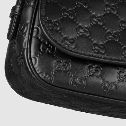 GG Emblem small shoulder bag black GG leather