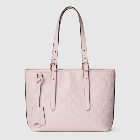 GG Emblem medium tote bag pink GG leather