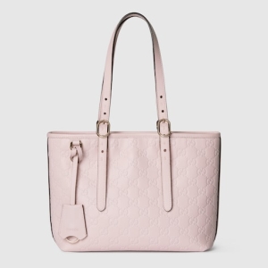GG Emblem medium tote bag pink GG leather
