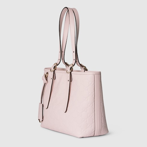 GG Emblem medium tote bag pink GG leather