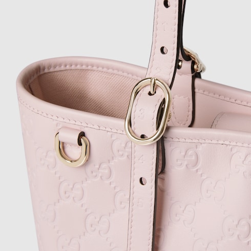 GG Emblem medium tote bag pink GG leather