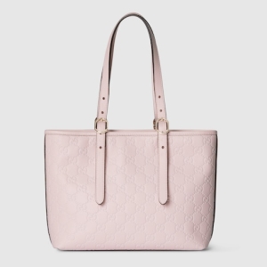 GG Emblem medium tote bag pink GG leather