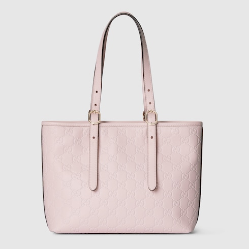 GG Emblem medium tote bag pink GG leather