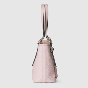 GG Emblem medium tote bag pink GG leather