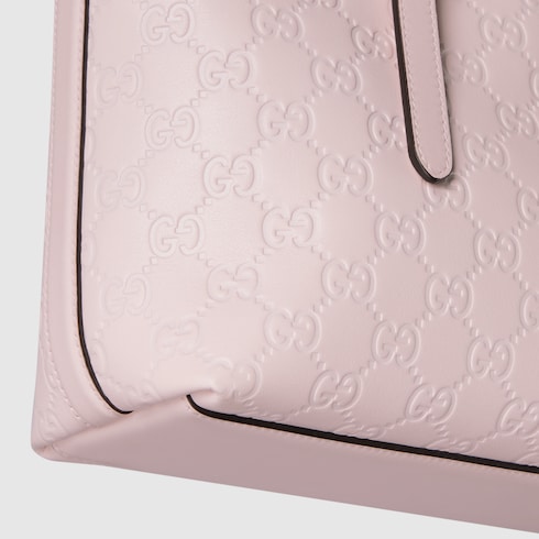 GG Emblem medium tote bag pink GG leather