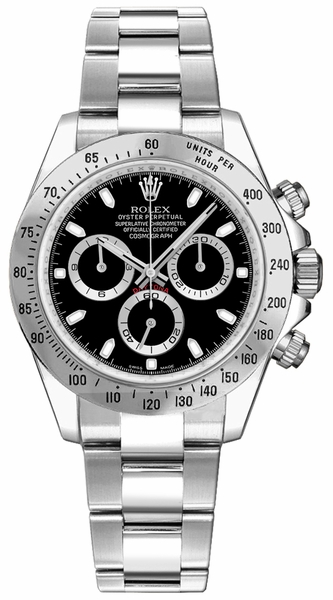 Cosmograph Daytona Steel Bezel Black Dial Men's Watch 116520-0015