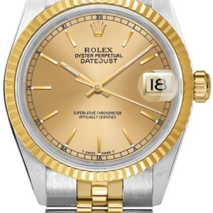 Datejust 31 Steel & Yellow Gold Fluted Bezel Women's Watch 68273