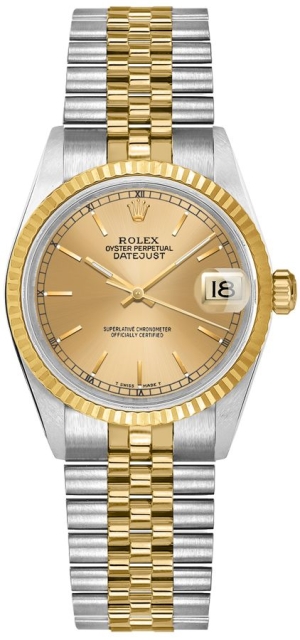 Datejust 31 Steel & Yellow Gold Fluted Bezel Women's Watch 68273