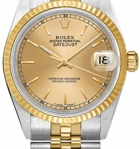 Datejust 31 Steel & Yellow Gold Fluted Bezel Women's Watch 68273