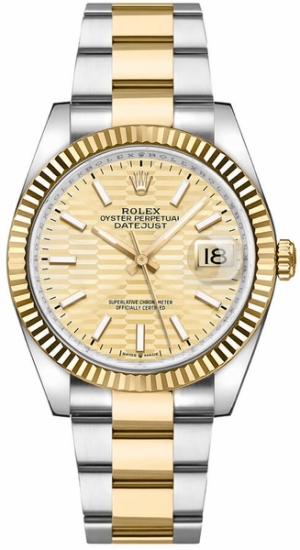 Datejust 36 18k Yellow Gold Fluted Bezel Unisex Watch 126233-0040