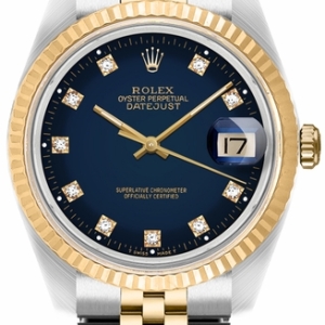 Datejust 36 Vignette Blue Dial Gold & Steel Diamond Watch 16233