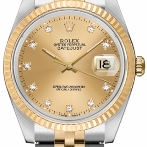 Datejust 36 Champagne Diamond Dial Unisex Watch 16233