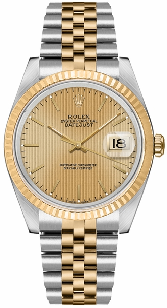 Datejust 36 Champagne Tapestry Dial Unisex Watch 16013