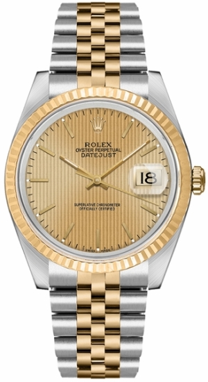 Datejust 36 Champagne Tapestry Dial Unisex Watch 16013