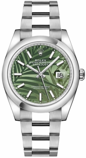 Datejust 36 Olive Green Palm Motif Dial Unisex Watch 126200-0020