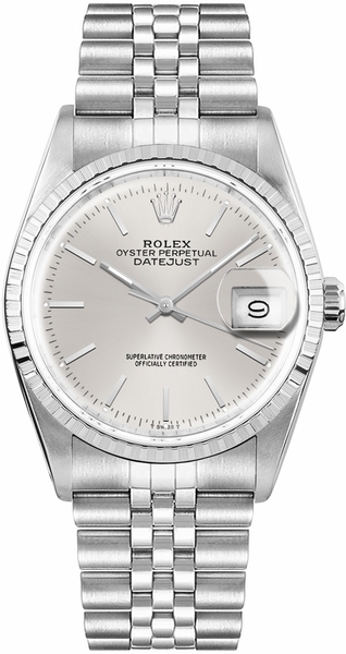 Datejust 36 Stainless Steel Engine Turned Bezel Unisex Watch 16030