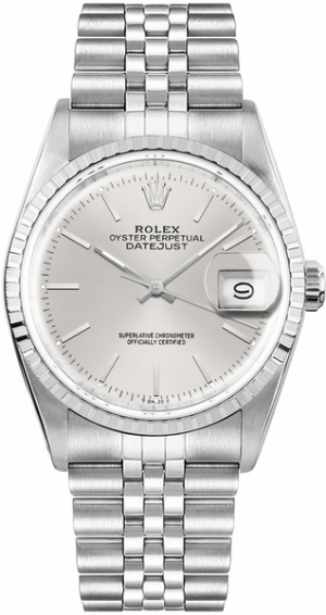 Datejust 36 Stainless Steel Engine Turned Bezel Unisex Watch 16030
