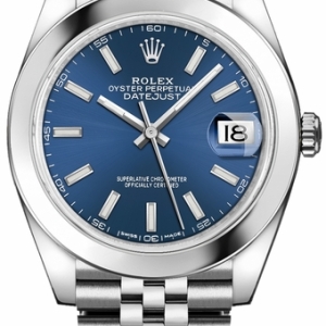 Datejust 41 Blue Dial Domed Bezel Oystersteel Men's Watch 126300-0002
