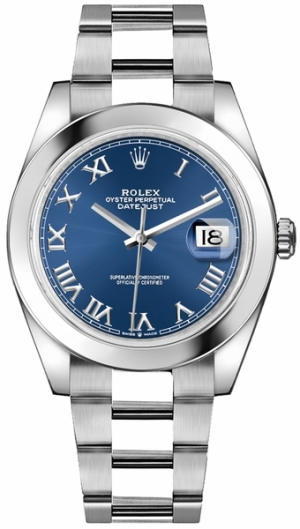 Datejust 41 Blue Roman Numeral Dial Men's Watch 126300-0017