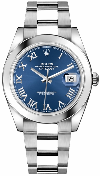 Datejust 41 Blue Roman Numeral Dial Men's Watch 126300-0017