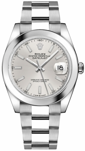 Datejust 41 Men's Silver Dial Domed Bezel Watch 126300-0003