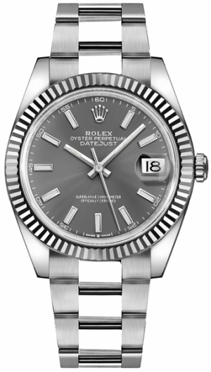 Datejust 41 Oystersteel Rhodium Men's Watch 126334-0013
