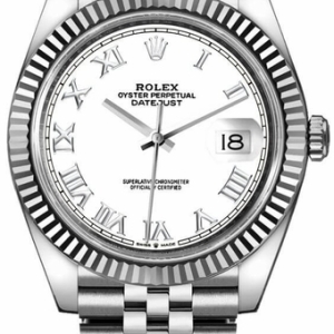 Datejust 41 White Roman Numeral Dial Men's Watch 126334-0024