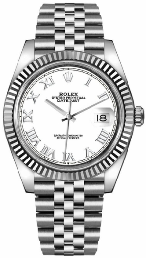 Datejust 41 White Roman Numeral Dial Men's Watch 126334-0024