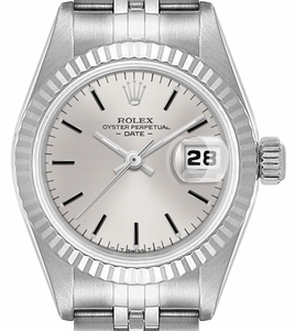 Lady-Datejust 26 18k White Gold Fluted Bezel Women's Watch 6917