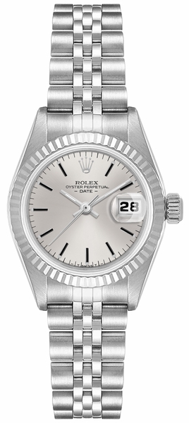 Lady-Datejust 26 18k White Gold Fluted Bezel Women's Watch 6917