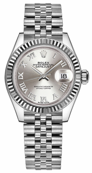 Lady-Datejust 28 Silver Roman Numeral Dial Women's Watch 279174-0007