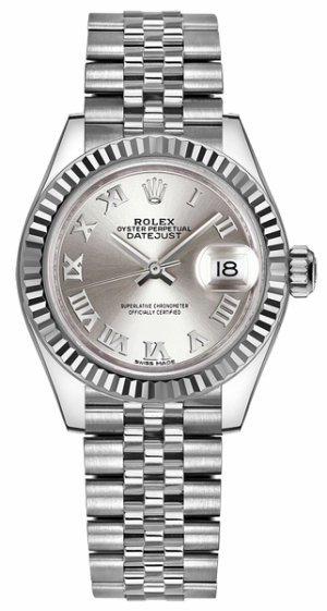 Lady-Datejust 28 Silver Roman Numeral Dial Women's Watch 279174-0007