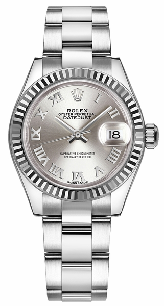 Lady-Datejust 28 Silver Roman Numeral Women's Watch 279174-0008