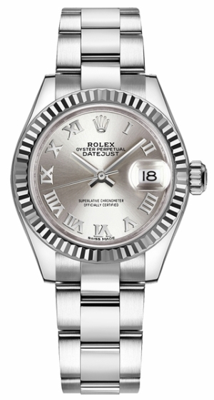 Lady-Datejust 28 Silver Roman Numeral Women's Watch 279174-0008