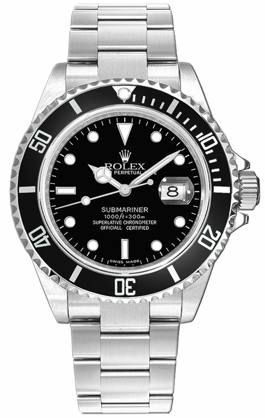 Submariner Date 40mm Oystersteel Black Dial Men's Watch 16610