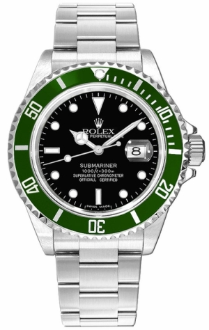 Submariner Date Stainless Steel Kermit Black Dial Men's Watch 16610